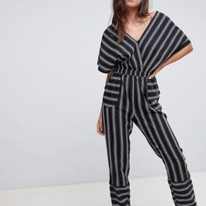 Boohoo stripe kimono sleeve jumpsuit